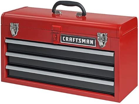 used craftsman 3 drawer metal tool box compartment lid|portable three drawer tool chest.